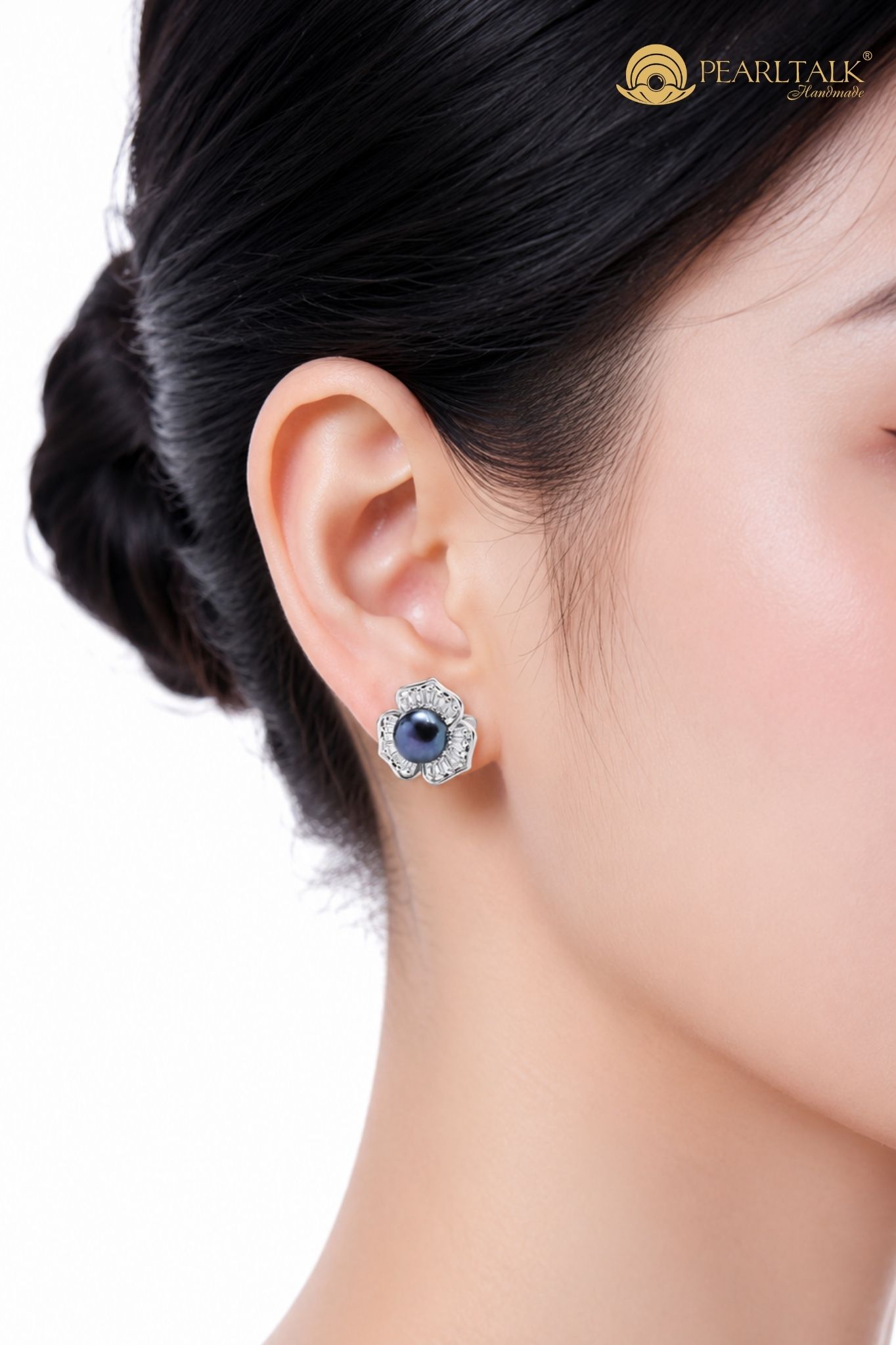 BÔNG TAI BẠC NƯỚC NGỌT KIỂU BÁN NGUYỆT 7MM